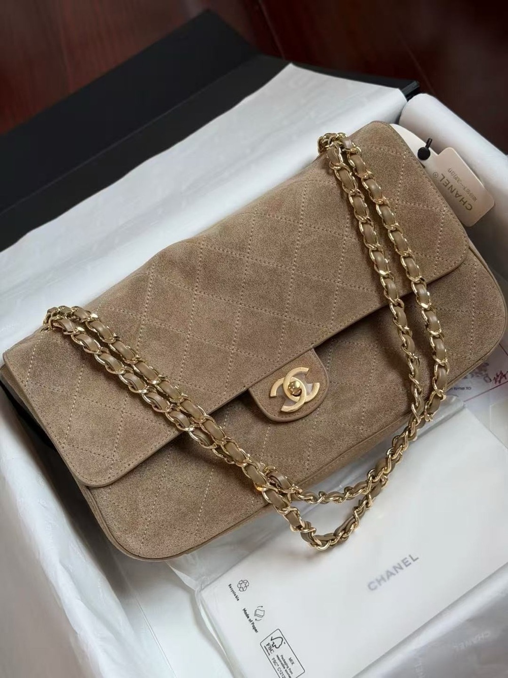 Real Suede Leather Flap Bag